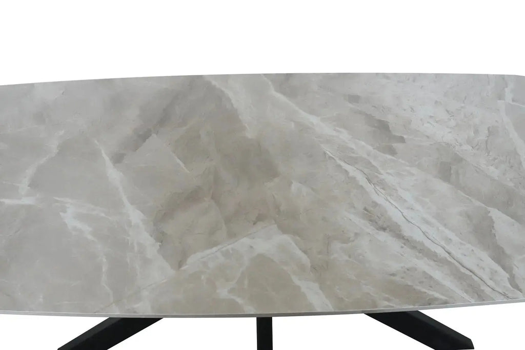 Table à manger ovale en pierre APOLLINA Gris Italien - 180 x 90 cm - ROUSSEAU chez TIKAYLA