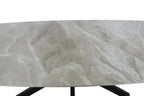 Table à manger ovale en pierre APOLLINA Gris Italien - 180 x 90 cm - ROUSSEAU chez TIKAYLA