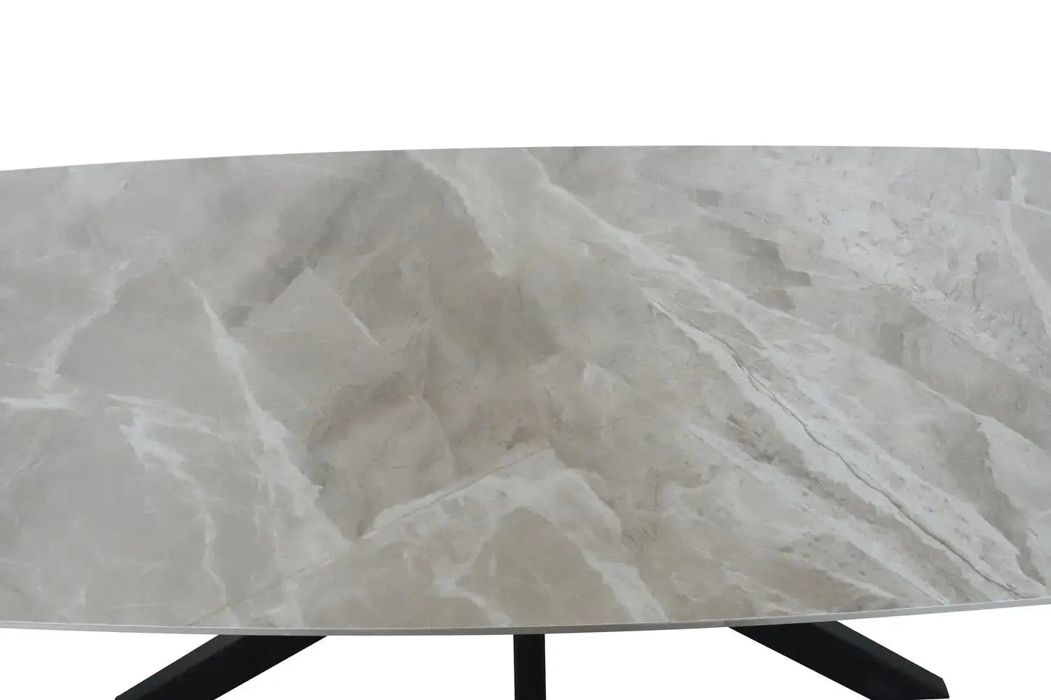 Table à manger ovale en pierre APOLLINA Gris Italien - 180 x 90 cm - ROUSSEAU chez TIKAYLA