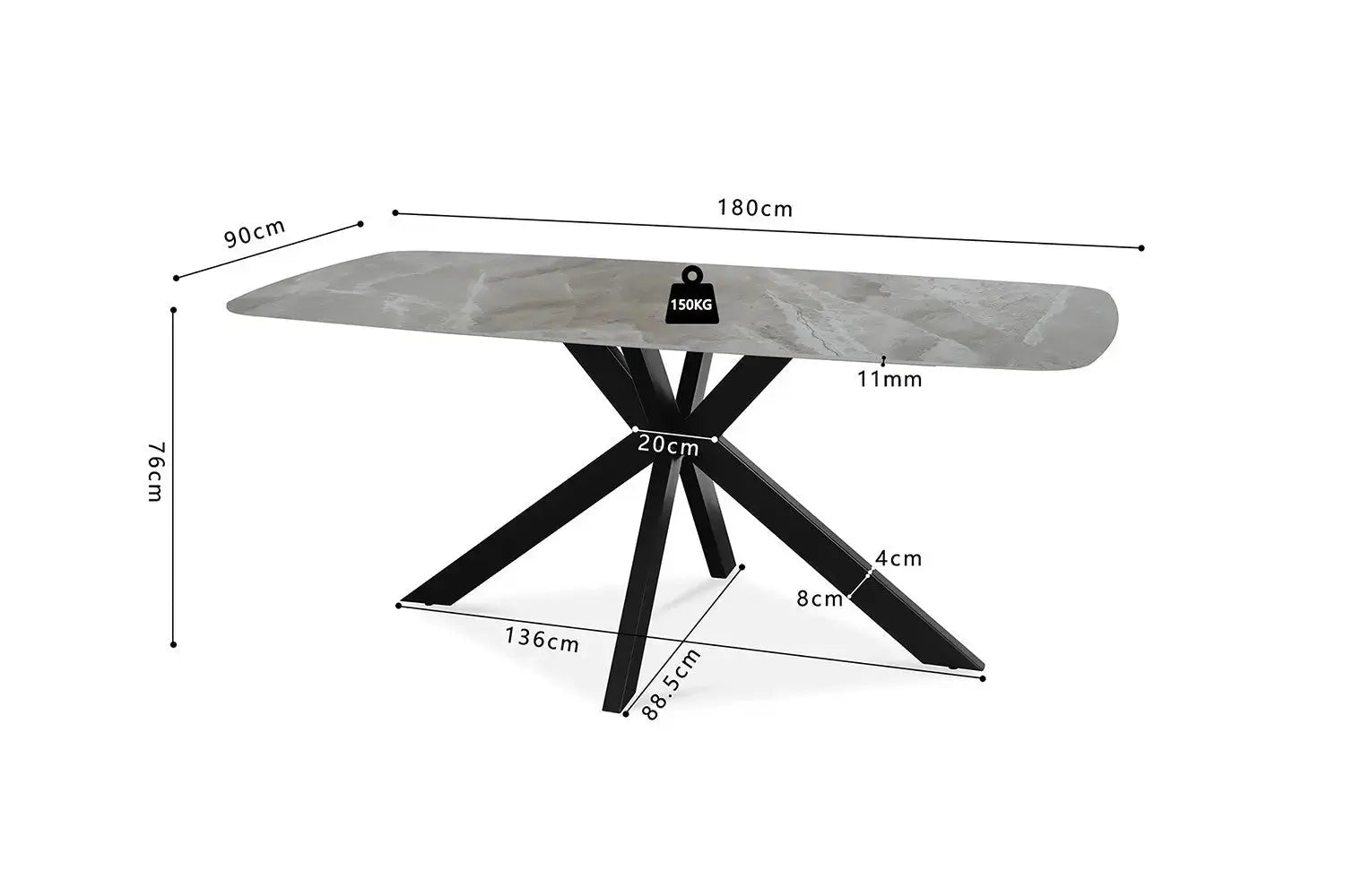 Table à manger ovale en pierre APOLLINA Gris Italien - 180 x 90 cm - ROUSSEAU chez TIKAYLA