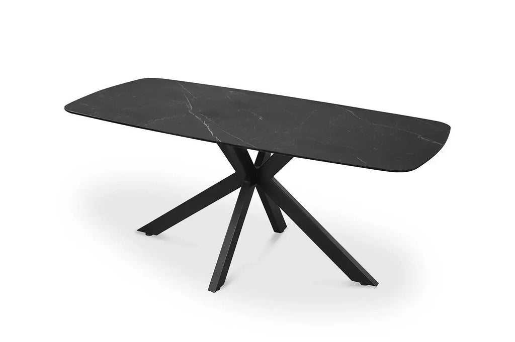 Table à manger ovale en pierre APOLLINA Noir - 180 x 90 cm - ROUSSEAU chez TIKAYLA