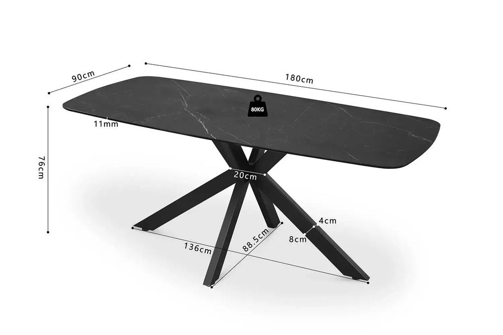 Table à manger ovale en pierre APOLLINA Noir - 180 x 90 cm - ROUSSEAU chez TIKAYLA