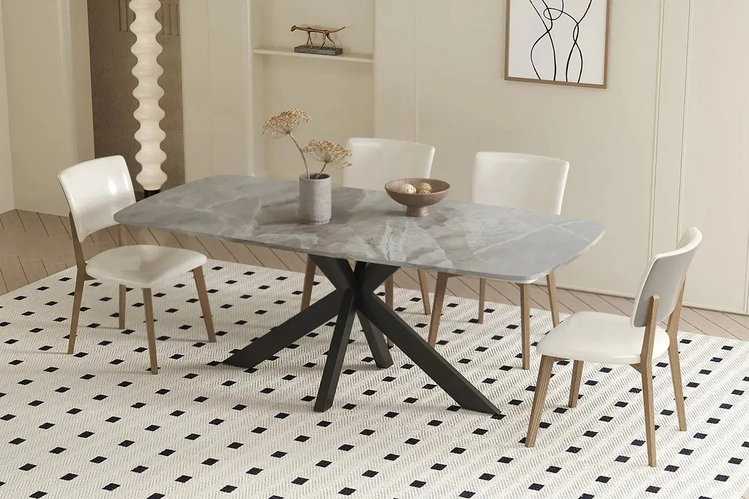 Table à manger ovale en pierre APOLLINA Gris Italien - 180 x 90 cm - ROUSSEAU chez TIKAYLA