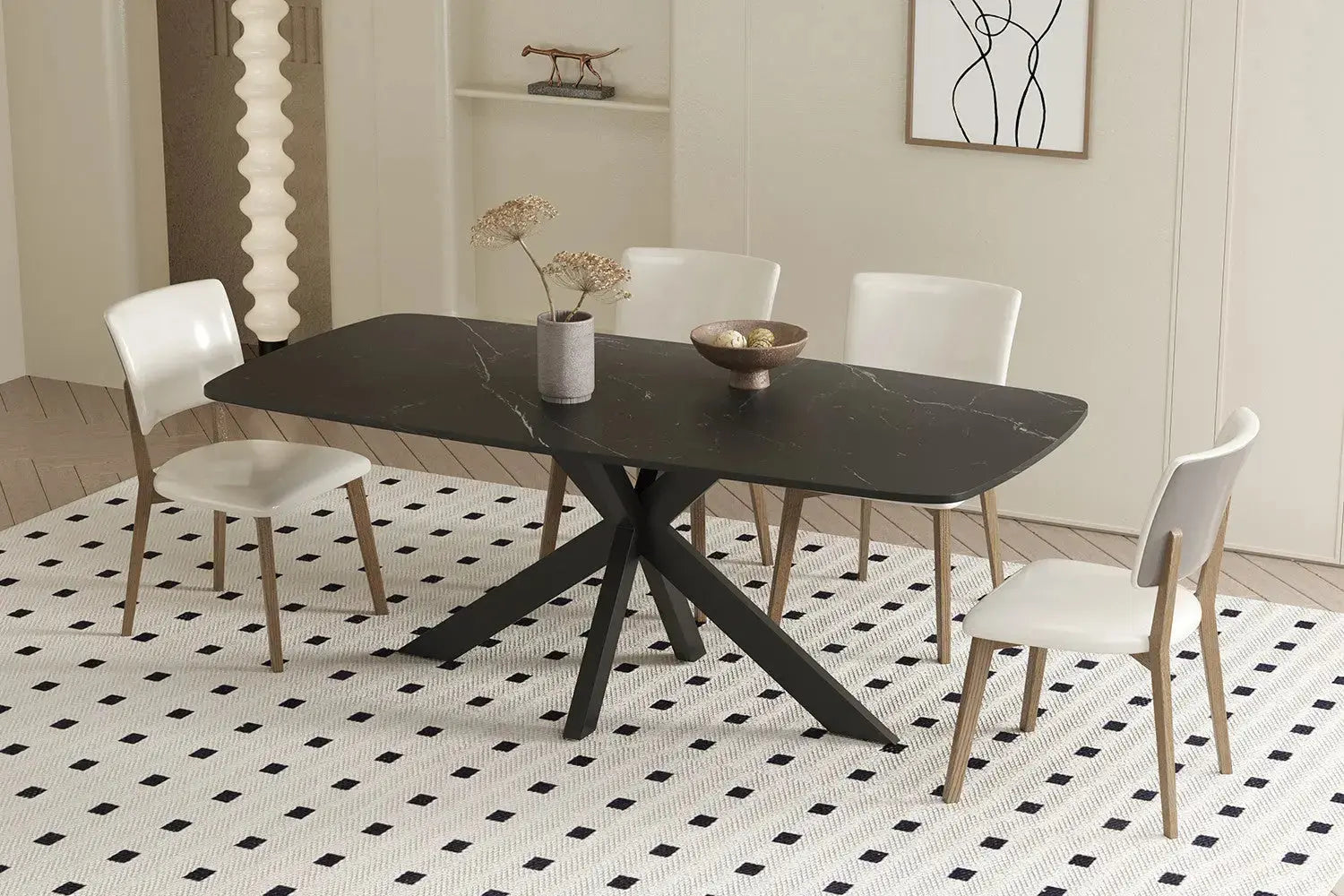 Table à manger ovale en pierre APOLLINA Noir - 180 x 90 cm - ROUSSEAU chez TIKAYLA
