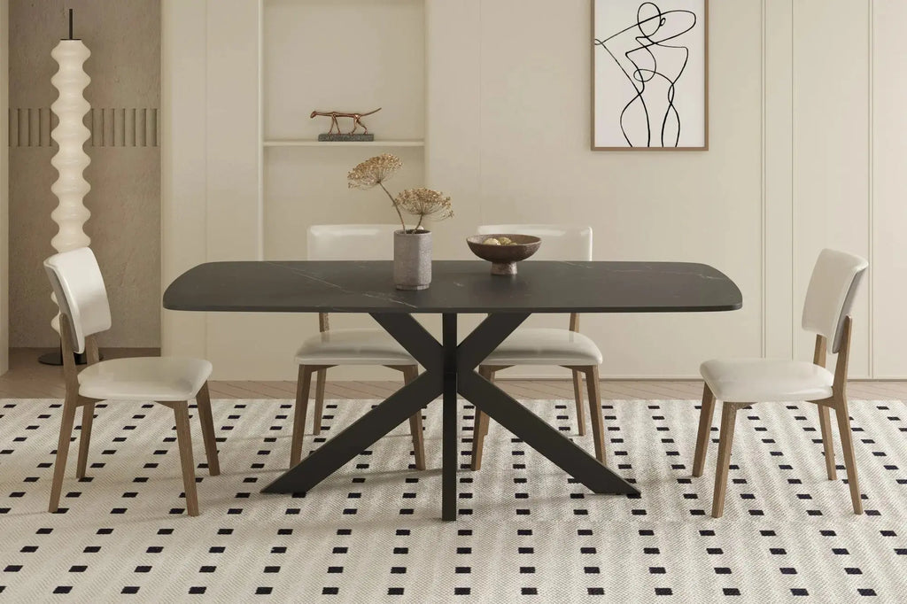 Table à manger ovale en pierre APOLLINA Noir - 180 x 90 cm - ROUSSEAU chez TIKAYLA
