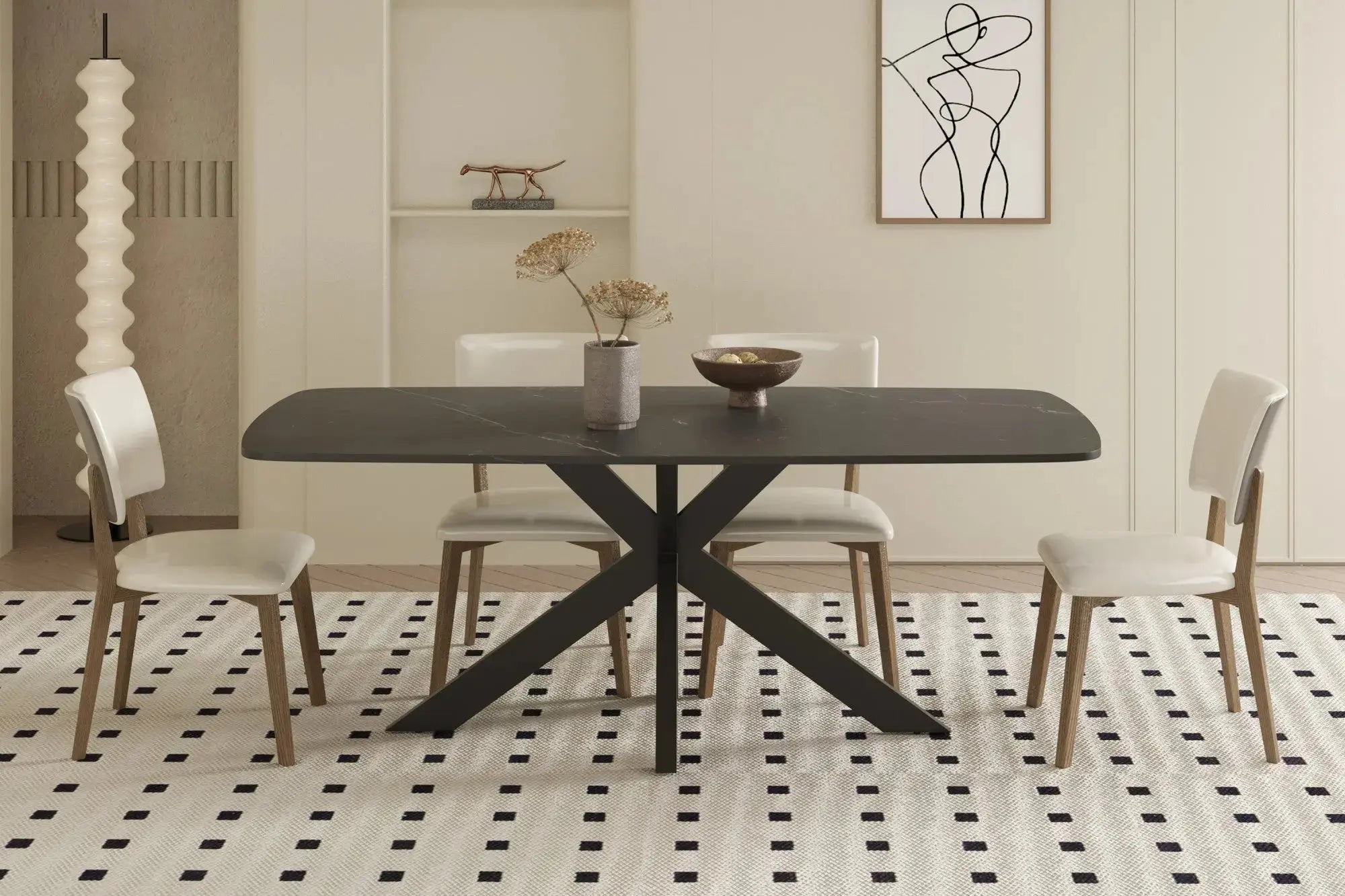 Table à manger ovale en pierre APOLLINA Noir - 180 x 90 cm - ROUSSEAU chez TIKAYLA