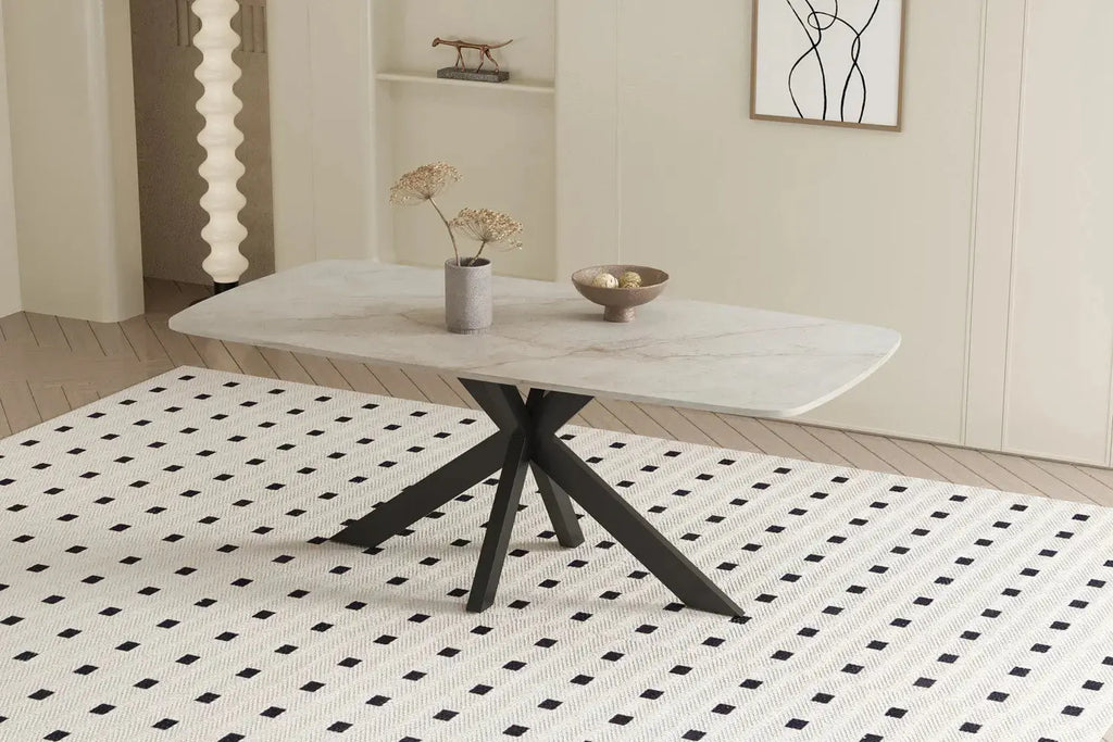 Table à manger ovale en pierre APOLLINA Shakespear Beige - 180 x 90 cm - ROUSSEAU chez TIKAYLA