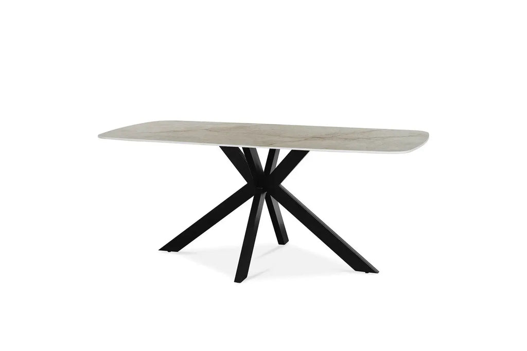 Table à manger ovale en pierre APOLLINA Shakespear Beige - 180 x 90 cm - ROUSSEAU chez TIKAYLA