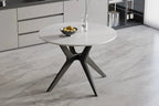Table à manger ronde en pierre brillante APOLLINA Snow Blanc - 110 cm - ROUSSEAU chez TIKAYLA