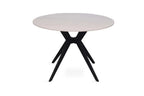 Table à manger ronde en pierre brillante APOLLINA Snow Blanc - 110 cm - ROUSSEAU chez TIKAYLA