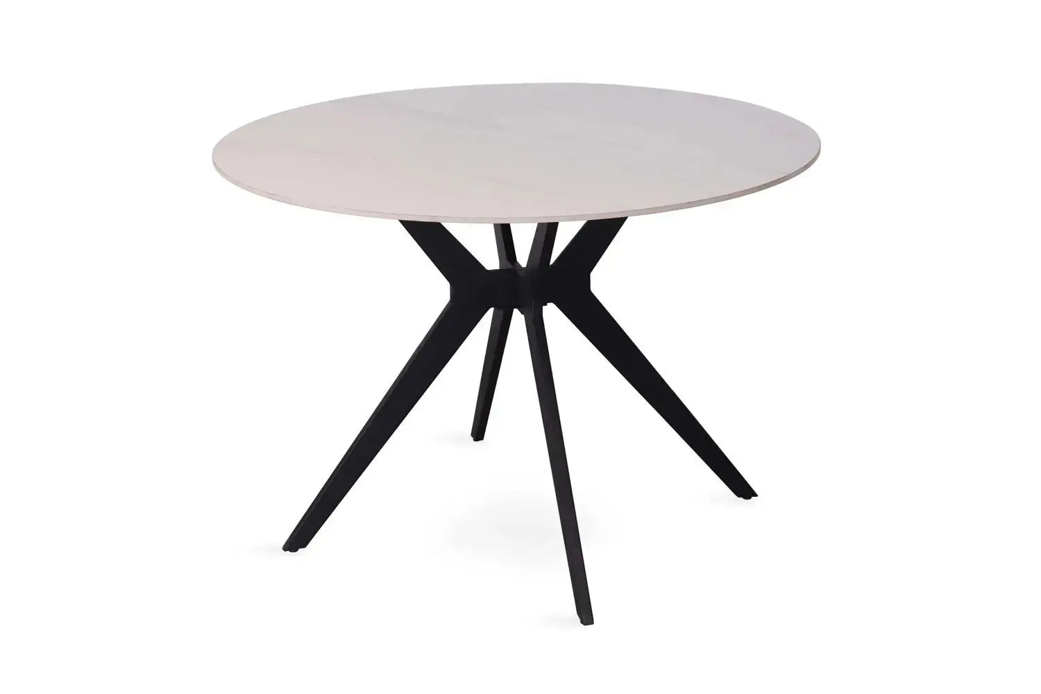 Table à manger ronde en pierre brillante APOLLINA Snow Blanc - 110 cm - ROUSSEAU chez TIKAYLA