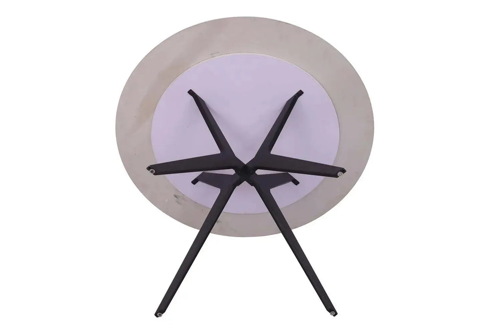 Table à manger ronde en pierre brillante APOLLINA Snow Blanc - 110 cm - ROUSSEAU chez TIKAYLA