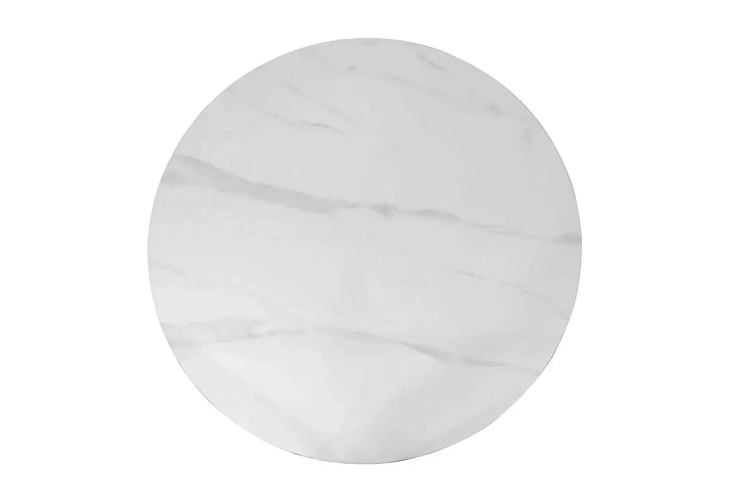 Table à manger ronde en pierre brillante APOLLINA Snow Blanc - 110 cm - ROUSSEAU chez TIKAYLA
