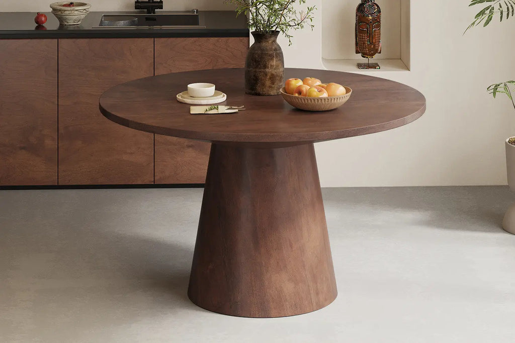 Table à manger Ronde TOMI en Bois de Manguier Brun - 130 cm ROUSSEAU