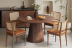 Table à manger Ronde TOMI en Bois de Manguier Brun - 130 cm
