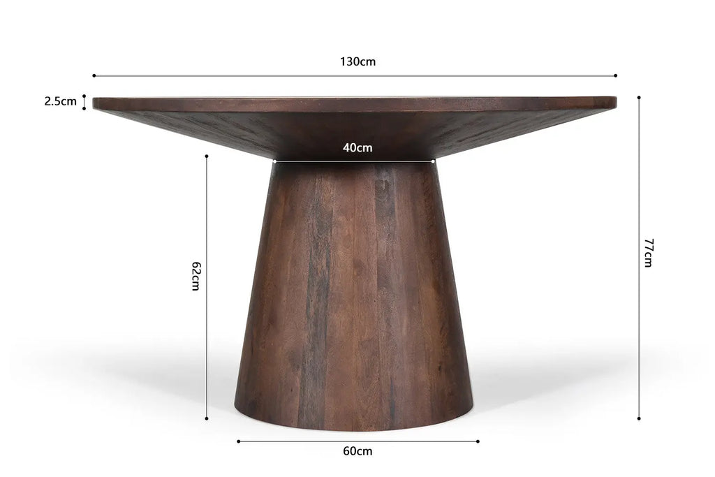 Table à manger Ronde TOMI en Bois de Manguier Brun - 130 cm ROUSSEAU
