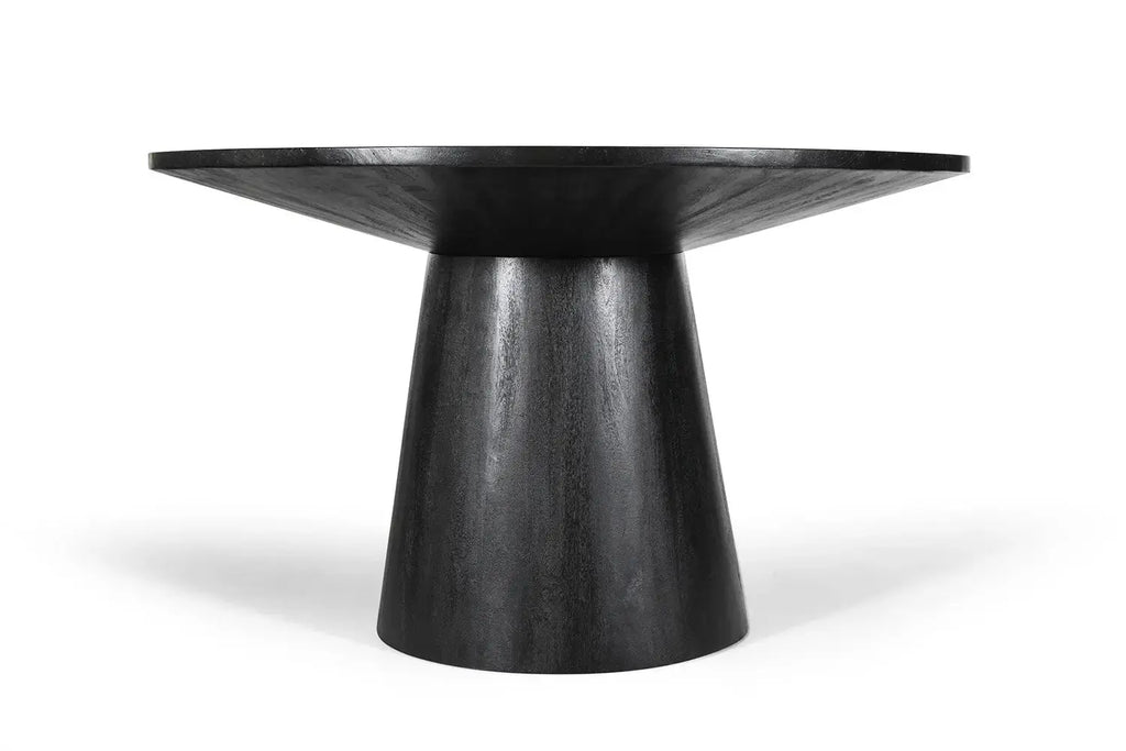 Table à manger ronde TOMI en bois de manguier noir - 130 cm - ROUSSEAU chez TIKAYLA