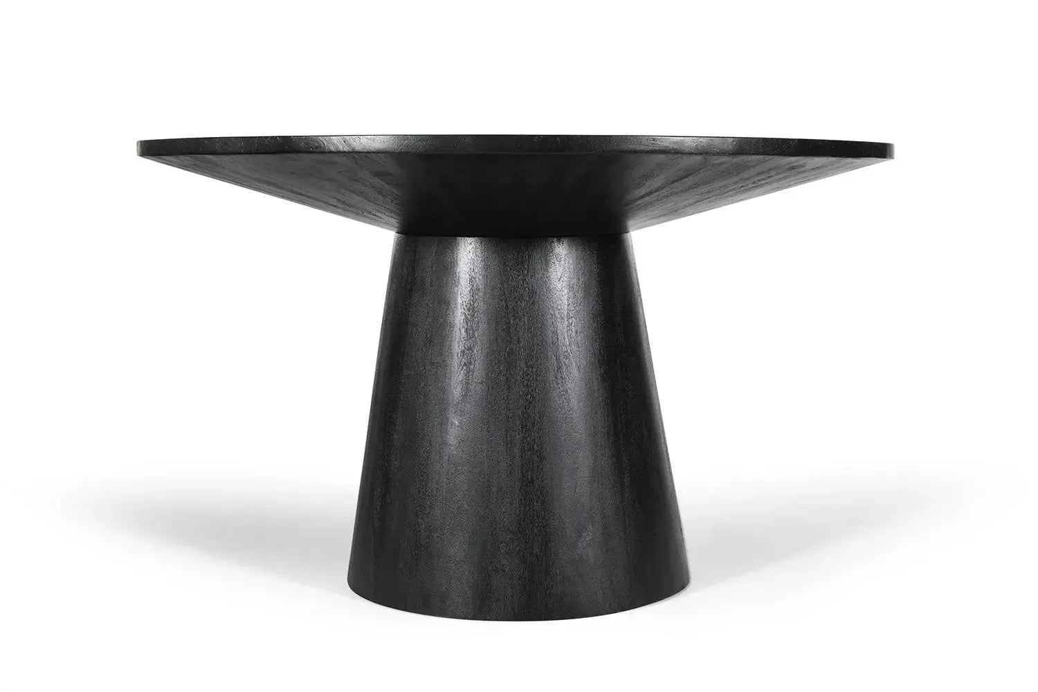 Table à manger ronde TOMI en bois de manguier noir - 130 cm - ROUSSEAU chez TIKAYLA