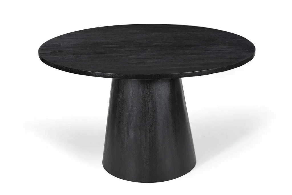 Table à manger ronde TOMI en bois de manguier noir - 130 cm - ROUSSEAU chez TIKAYLA