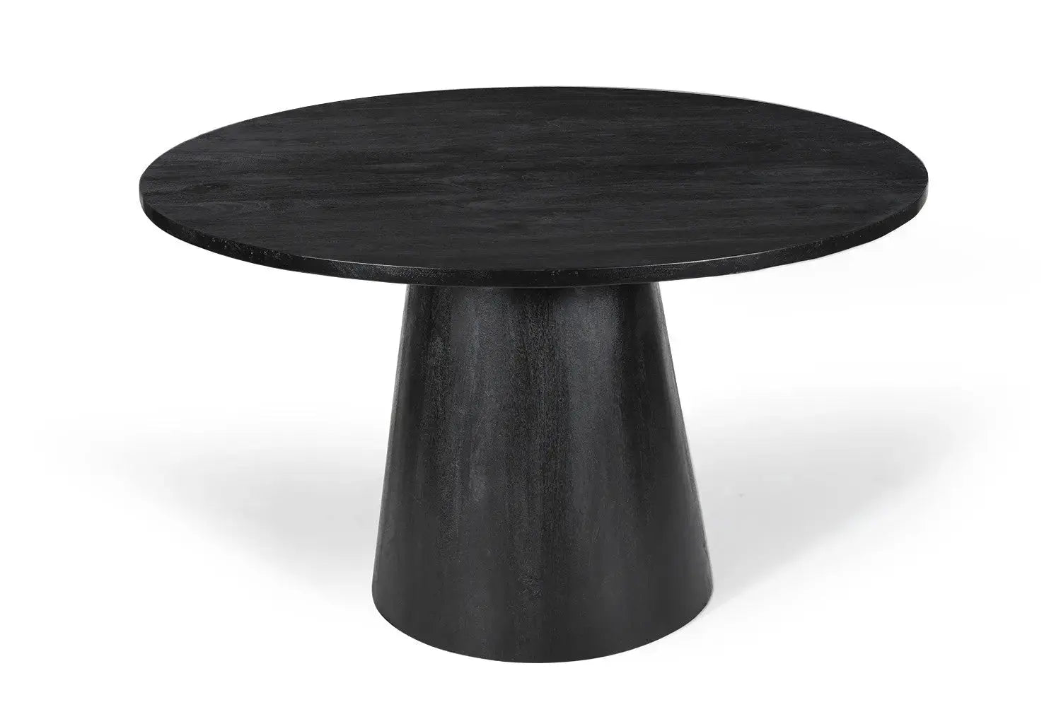 Table à manger ronde TOMI en bois de manguier noir - 130 cm - ROUSSEAU chez TIKAYLA