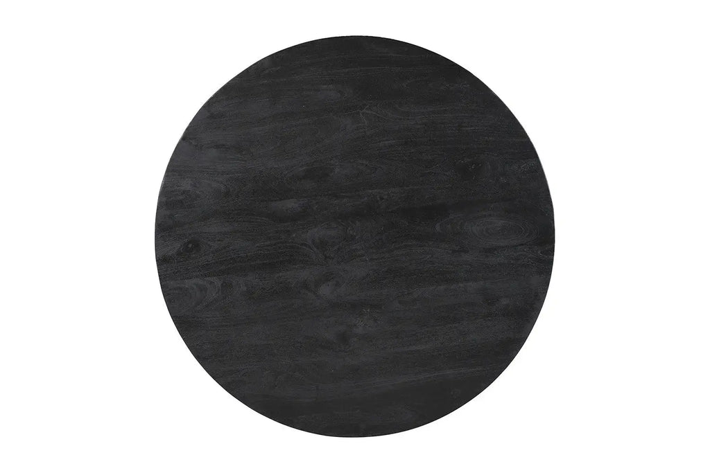 Table à manger ronde TOMI en bois de manguier noir - 130 cm - ROUSSEAU chez TIKAYLA