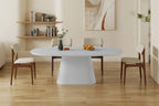 Table à manger Ovale Effet Ciment Ecru TAVINA - 220 cm ROUSSEAU
