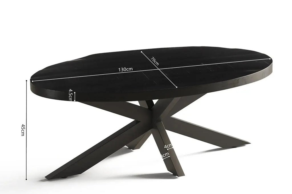 Table basse ovale en bois de manguier AYORA noir - 130 x 70 cm - ROUSSEAU chez TIKAYLA