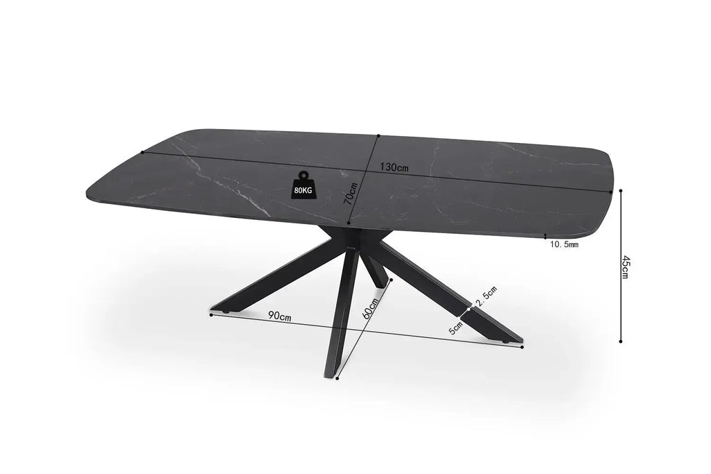 Table basse ovale en pierre APOLLINA Noir - 130 x 70 cm - ROUSSEAU chez TIKAYLA