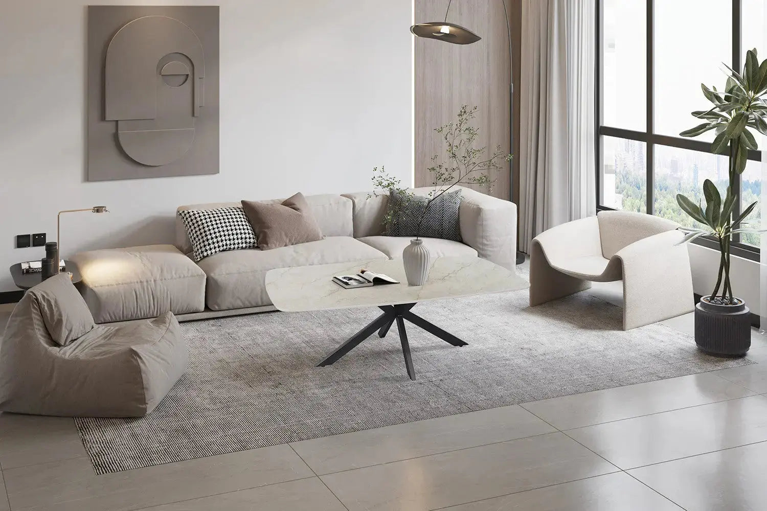 Table basse ovale en pierre APOLLINA Shakespear Beige - 130 x 70 cm - ROUSSEAU chez TIKAYLA