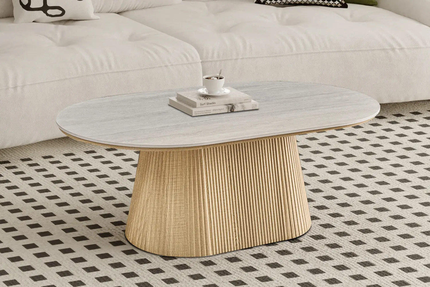 Table basse VEKO 120 cm Chêne Naturel - vue de face