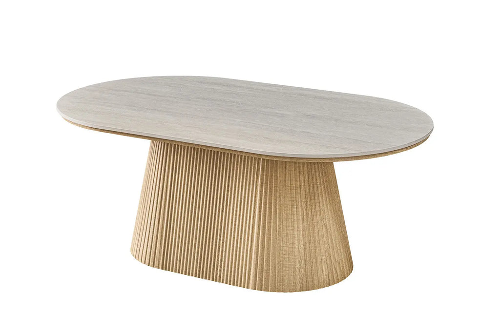 Table basse VEKO 120 cm Chêne Naturel - détail base centrale