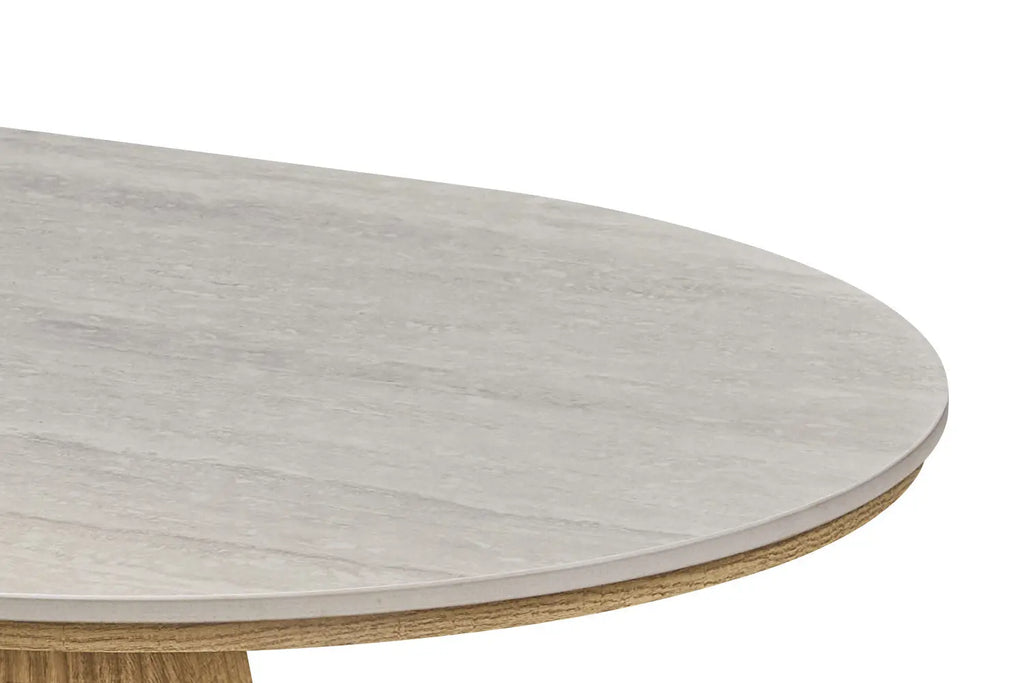 Table basse VEKO 120 cm Chêne Naturel - ambiance salon avec canapé