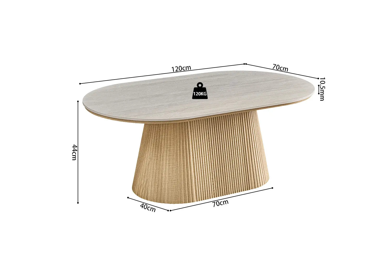 Table basse VEKO 120 cm Chêne Naturel - vue décoration intérieure moderne