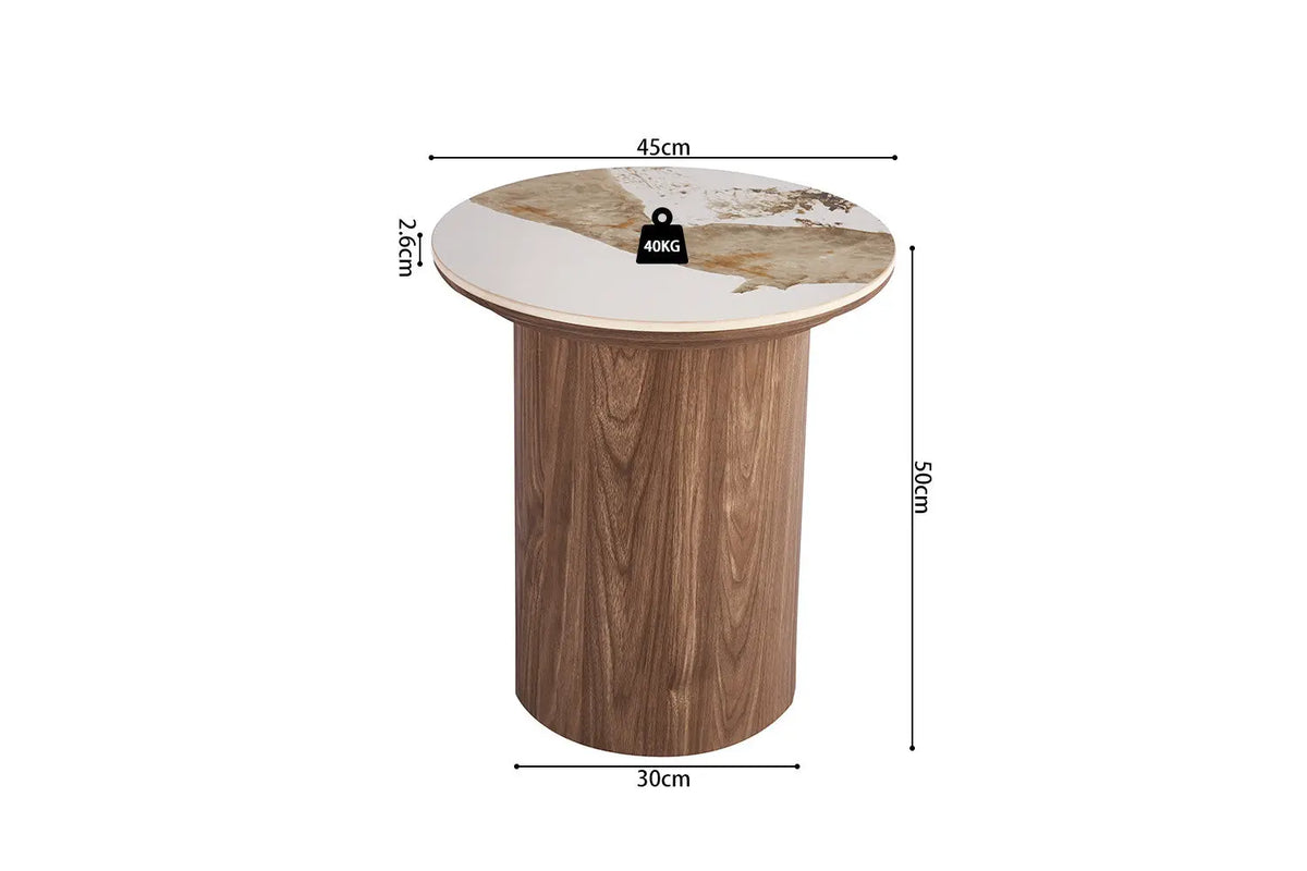 Schéma coté de la table d'appoint AVORA Ø 45 x 50 cm, base 30 cm