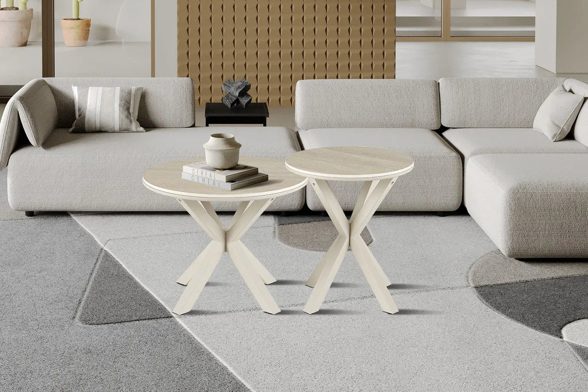 Le duo de tables NOAH en situation dans un séjour contemporain
