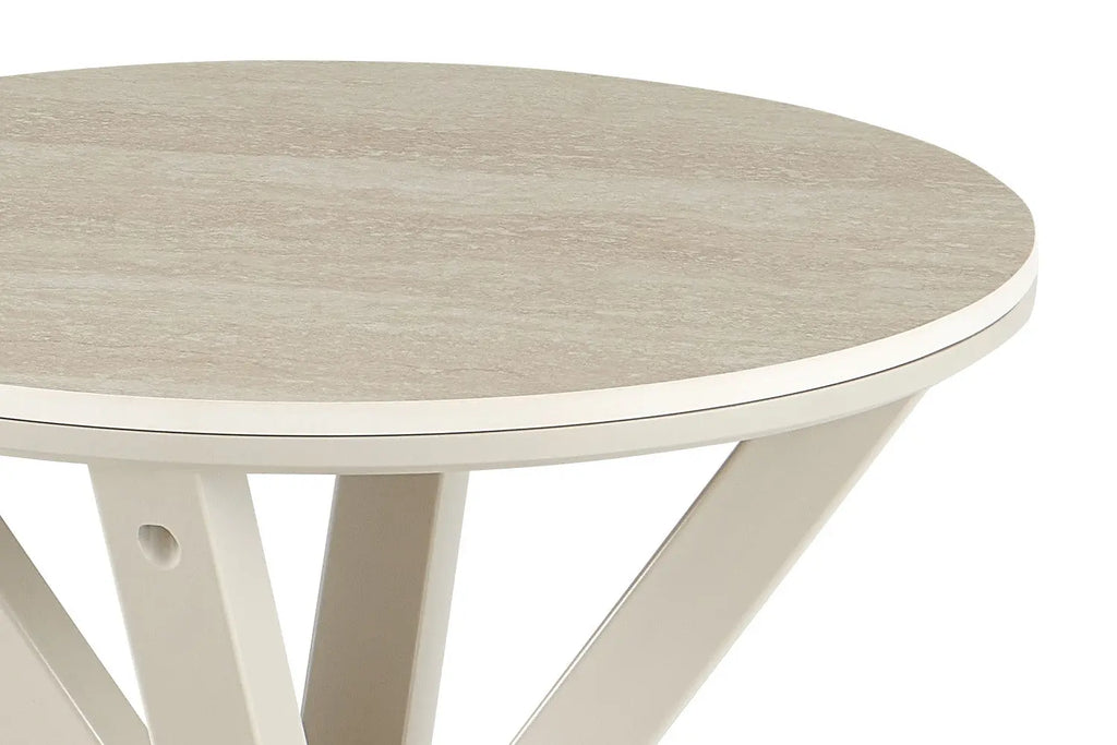 Détail du plateau en pierre frittée Baroque Beige de la table d'appoint NOAH