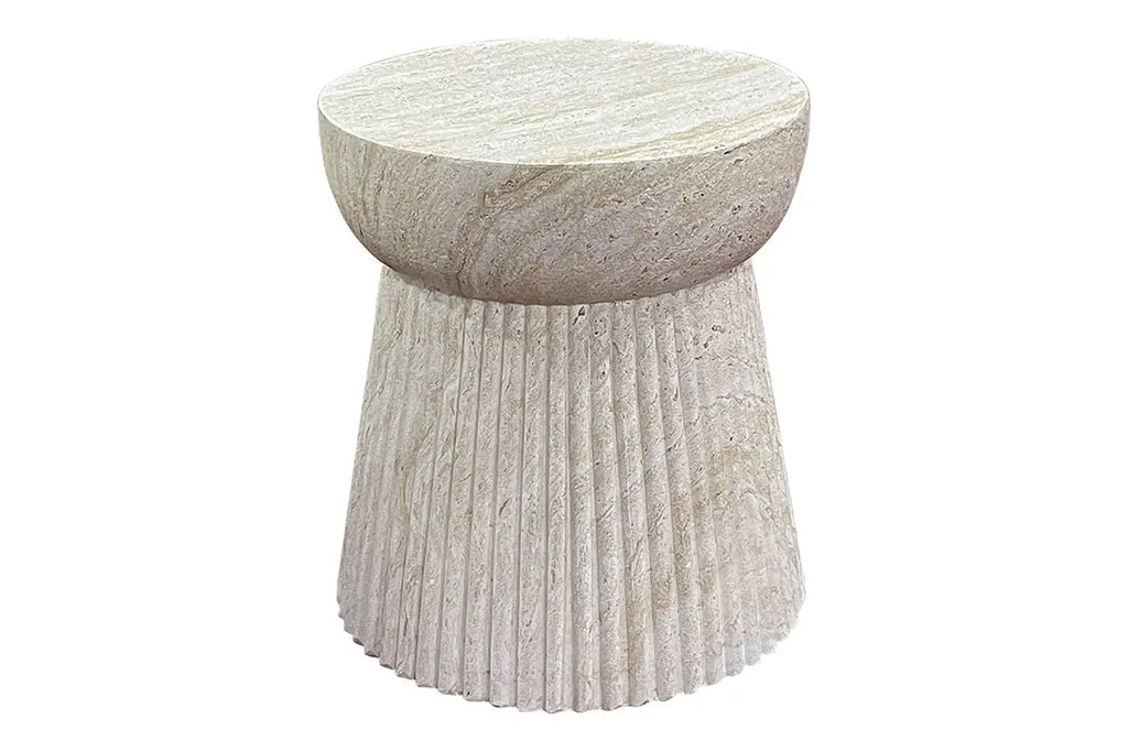 Table d'Appoint en Fibre de Verre avec Motif Rainuré BONN - 37x43cm HOUSE NORDIC
