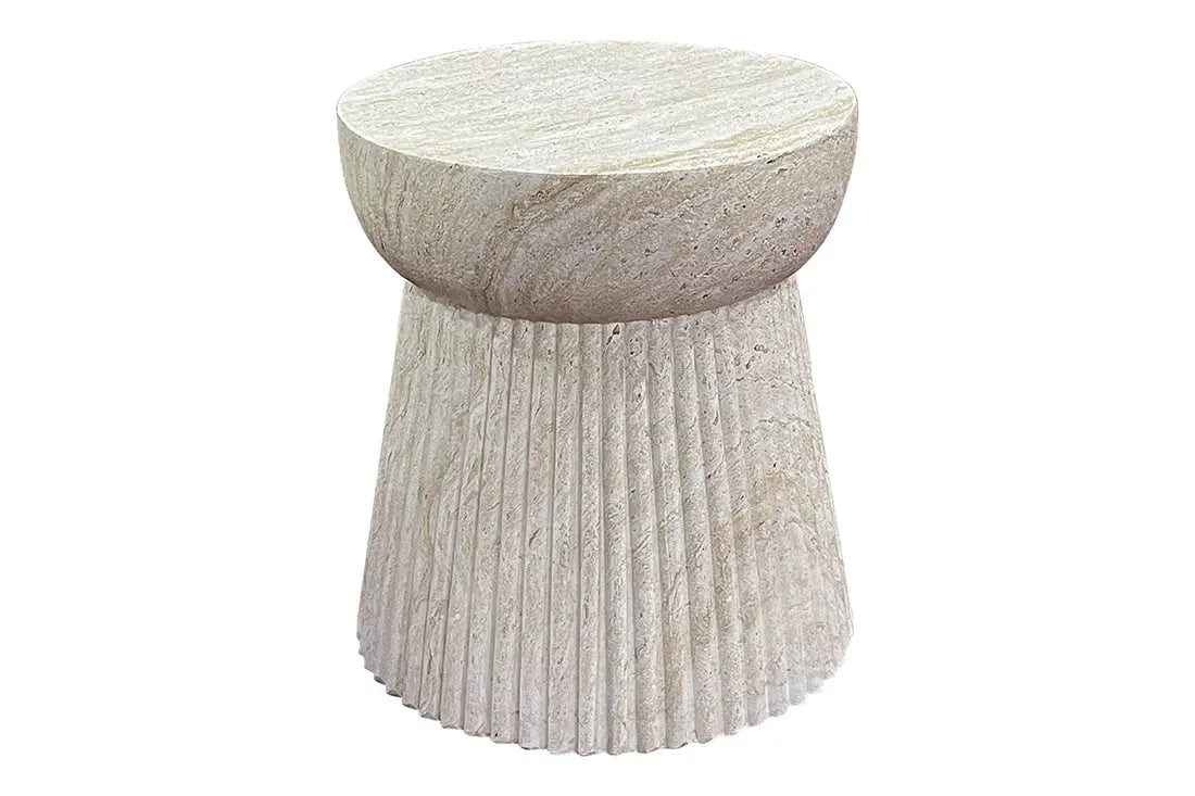Table d'Appoint en Fibre de Verre avec Motif Rainuré BONN - 37x43cm HOUSE NORDIC