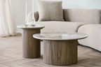 Table basse ATHENS avec un plateau en céramique, blanc et marron foncé - 80x40 cm HOUSE NORDIC