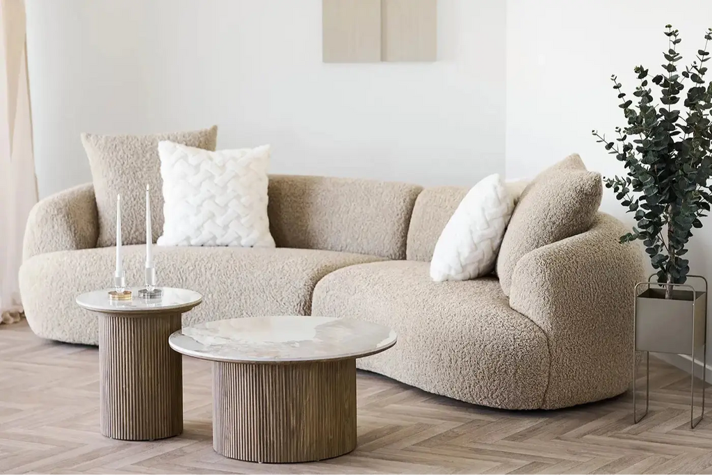 Table basse ATHENS avec un plateau en céramique, blanc et marron foncé - 80x40 cm HOUSE NORDIC