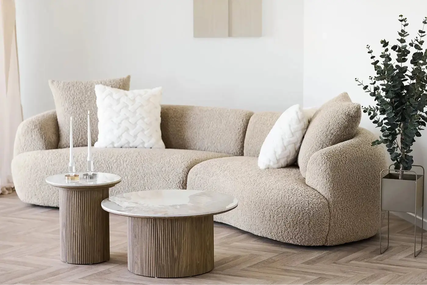 Table basse ATHENS avec un plateau en céramique, blanc et marron foncé - 80x40 cm HOUSE NORDIC