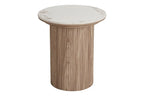 Table d'appoint ATHENS avec un plateau en céramique, blanc et marron foncé - 45x50 cm HOUSE NORDIC