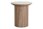 Table d'appoint ATHENS avec un plateau en céramique, blanc et marron foncé - 45x50 cm HOUSE NORDIC
