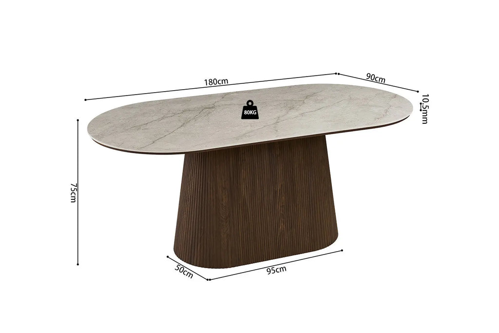 Table VEKO 180 cm Ovale - vue détail ambiance salle à manger