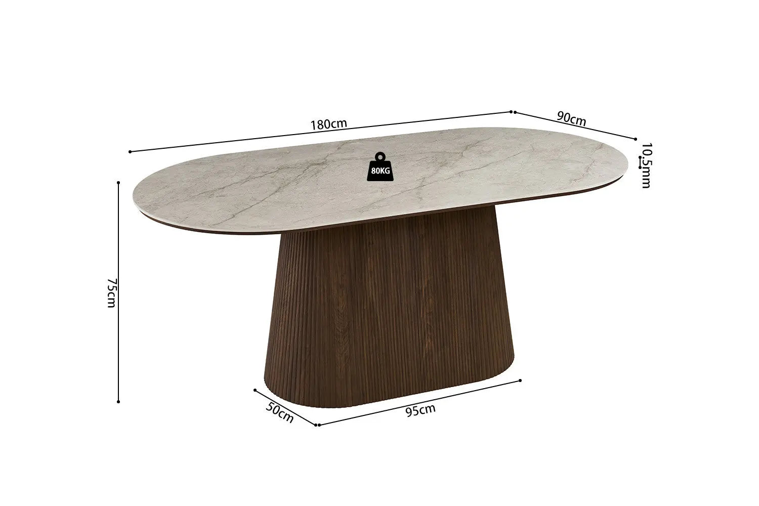 Table VEKO 180 cm Ovale - vue détail ambiance salle à manger