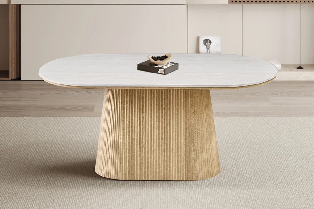 Table VEKO 180 cm Ovale Chêne Naturel - vue de face