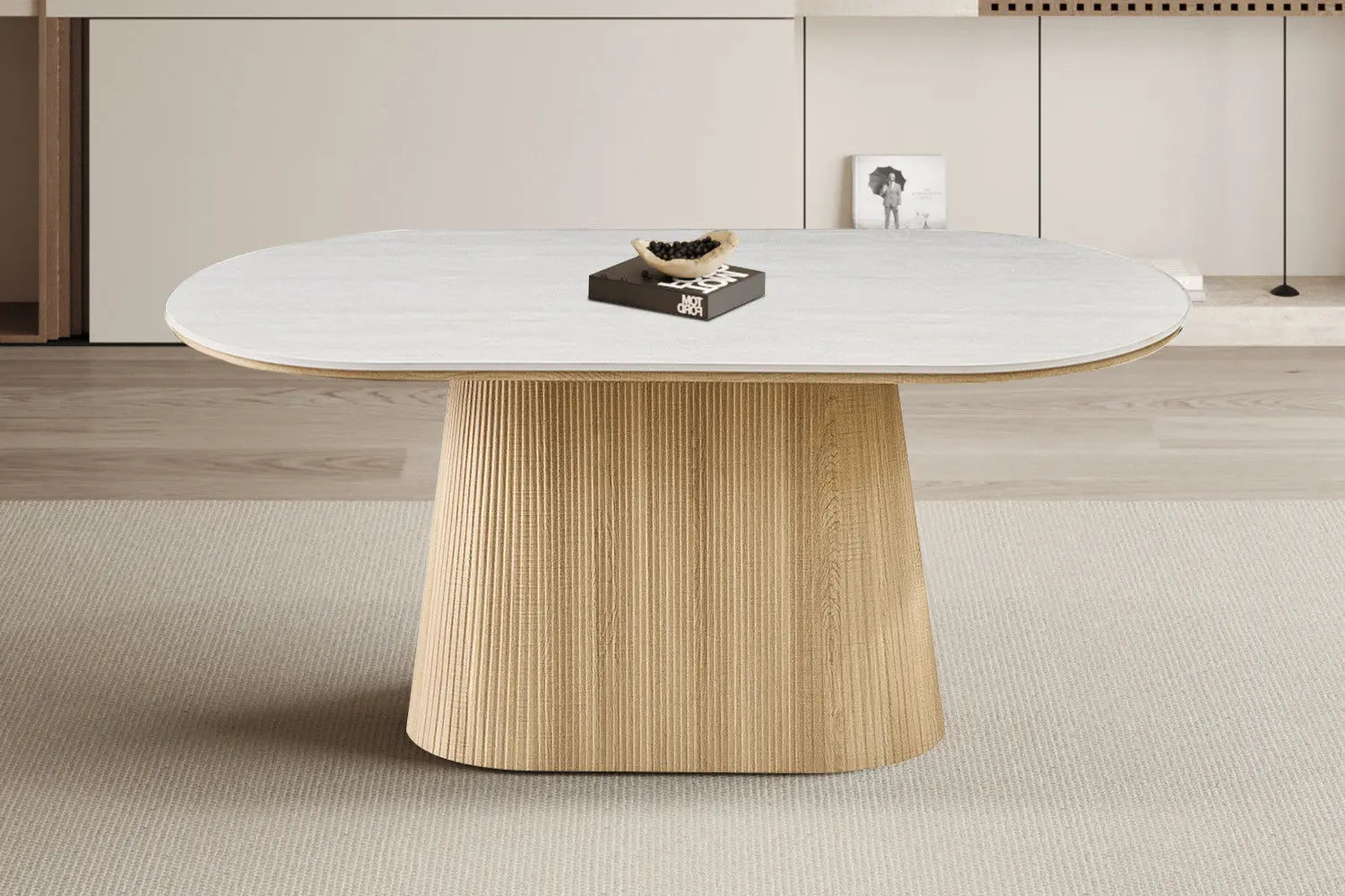 Table VEKO 180 cm Ovale Chêne Naturel - vue de face