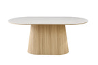 Table VEKO 180 cm Ovale Chêne Naturel - détail plateau pierre frittée Baroque Gris