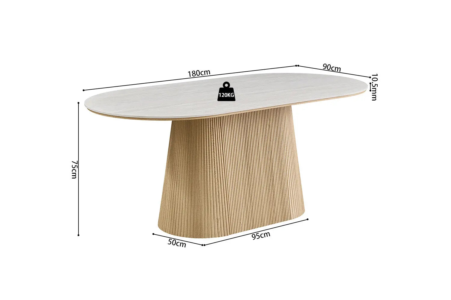 Table VEKO 180 cm Ovale Chêne Naturel - vue décoration intérieure moderne