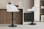 Tabouret de bar AYDA en tissu bouclé blanc - 49 x 46 cm - ROUSSEAU